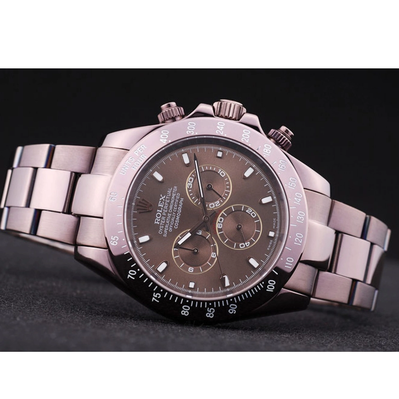 Aaa replica watch Steel Bezel Brown Copper Rolex Daytona Dial 7477 Stainless 0815
